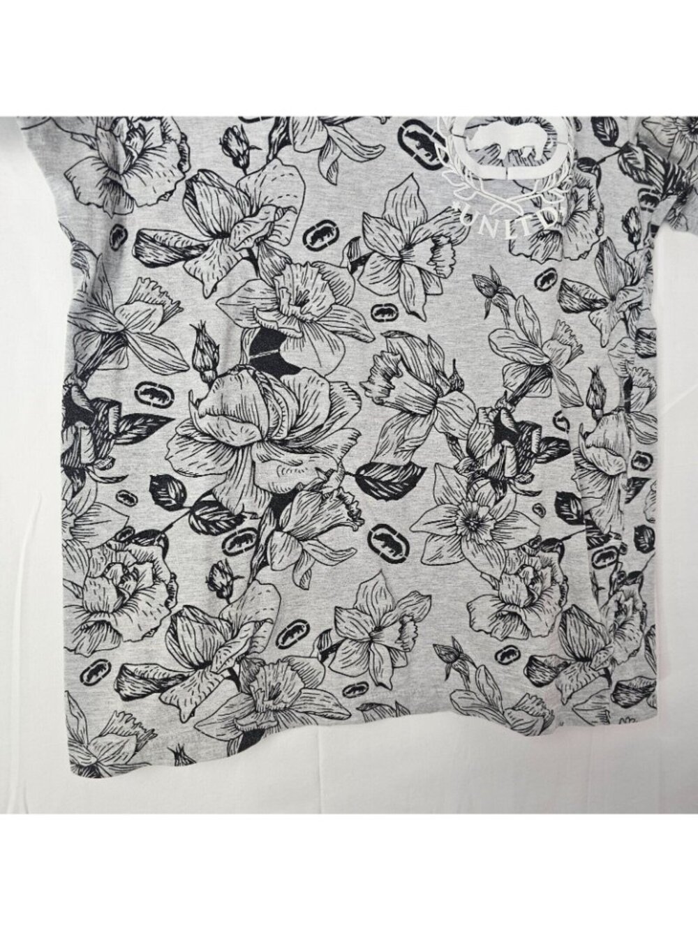 Ecko T Shirt Mens M Gray Floral Graphic Print Short Sleeve Crew Neck Top - Picture 9 of 10